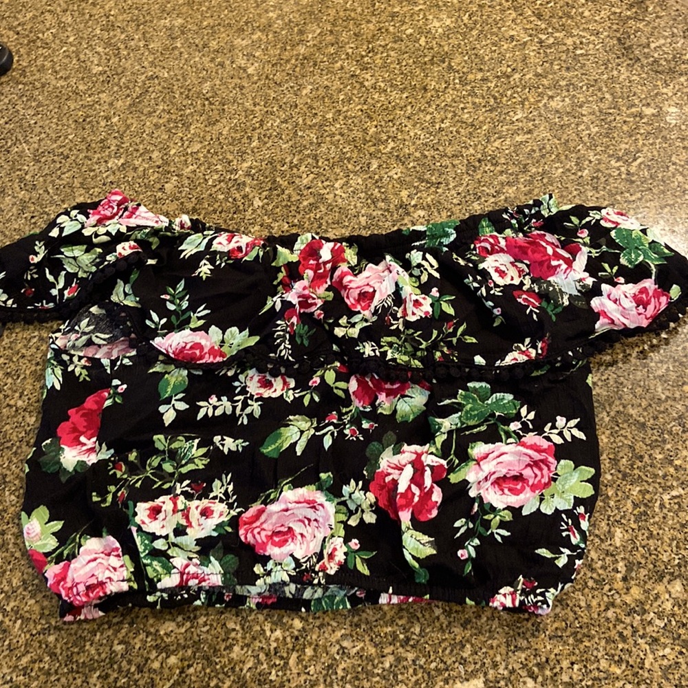 Ambiance Off the Shoulder Crop Dress Shirt